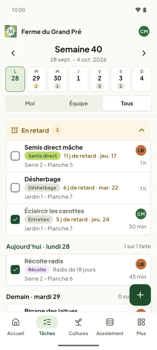 Vos tâches
